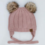 Knit Pompom Hat with Ear Flaps