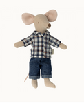 Maileg  Dad Mouse in Plaid Shirt