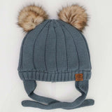 Knit Pompom Hat with Ear Flaps