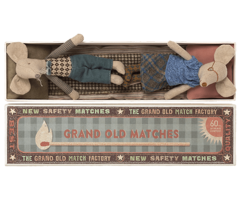 Grandpa & Grandma Mice in Matchbox